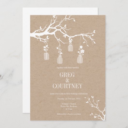 Mason Jar Invitation Kraft Kaart (Voorkant / Achterkant)