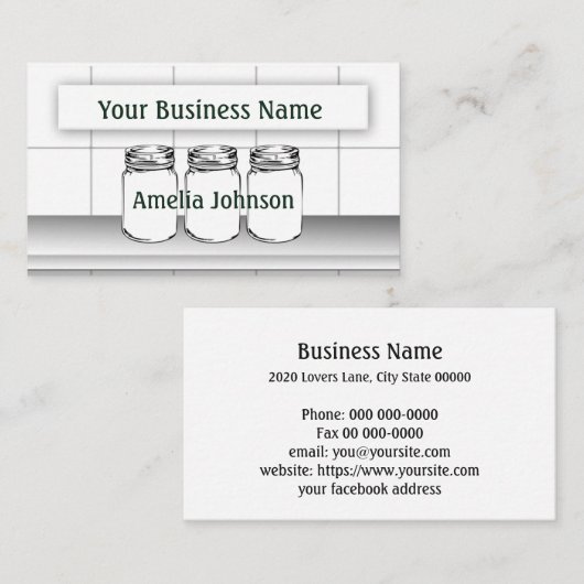 Mason Jar is aangepast je object modern Visitekaartje (Voorkant / Achterkant)