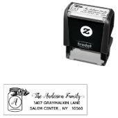 Mason Jar Kalligrafie Adres Familie Handgeschreven Zelfinktende Stempel (In situ)