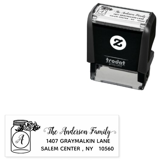 Mason Jar Kalligrafie Adres Familie Handgeschreven Zelfinktende Stempel (In situ)