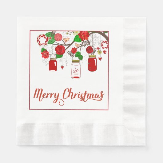 Mason Jar-kerstpapier Napkins Servet (Voorkant)