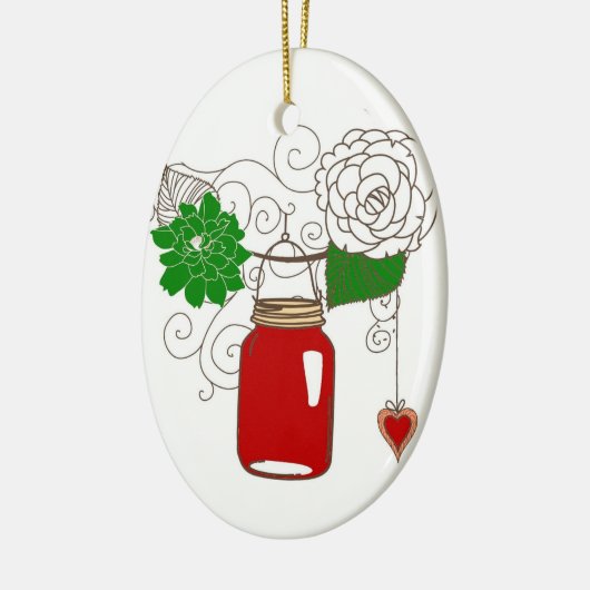 Mason Jar kerstversiering Keramisch Ornament (Links)