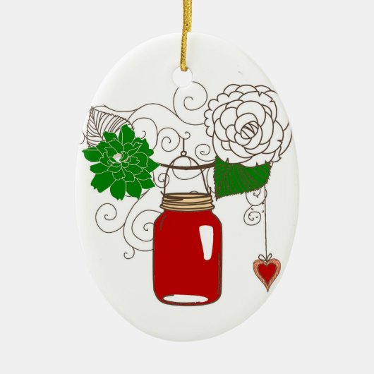 Mason Jar kerstversiering Keramisch Ornament (Voorkant)