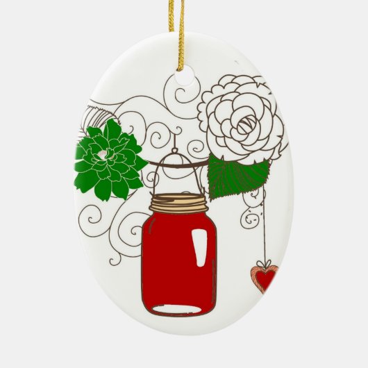 Mason Jar kerstversiering Keramisch Ornament (Achterkant)