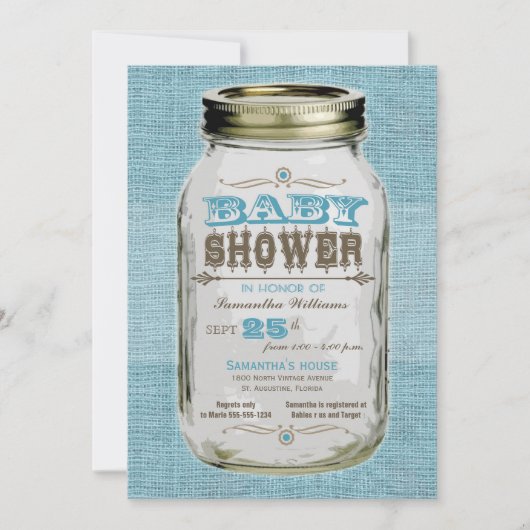 Mason Jar  Kijk Boy Baby shower Kaart (Voorkant)