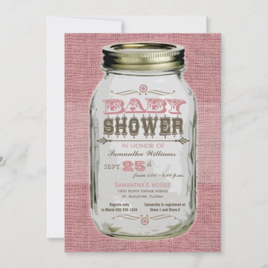 Mason Jar  Kijk Girl Baby shower Kaart (Voorkant)