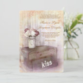 Mason Jar Kiss Wood Rustic Country Wedding Invites Kaart (Staand voorkant)