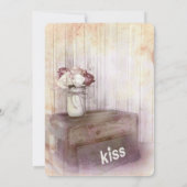 Mason Jar Kiss Wood Rustic Country Wedding Invites Kaart (Achterkant)