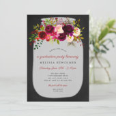 Mason jar krijtbord afstuderen partij uitnodiginge kaart (Staand voorkant)