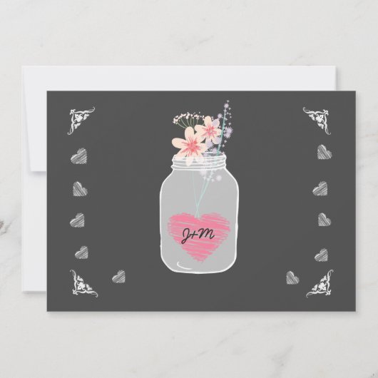Mason Jar Krijtbord Rustieke Bruids Brunch A01D Kaart (Achterkant)
