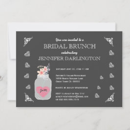 Mason Jar Krijtbord Rustieke Bruids Brunch A01D Kaart