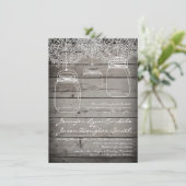 Mason Jar Lace Barn Wood Wedding Invitations Kaart (Staand voorkant)
