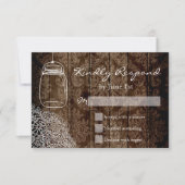 Mason Jar Lace Barn Wood Wedding RSVP-kaarten RSVP Kaartje (Voorkant)