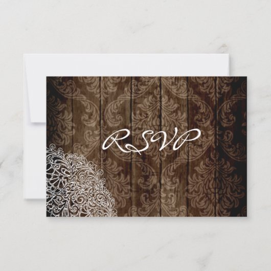 Mason Jar Lace Barn Wood Wedding RSVP-kaarten RSVP Kaartje (Achterkant)