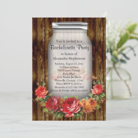 Mason Jar  Land Bachelorette Party Kaart (Staand voorkant)