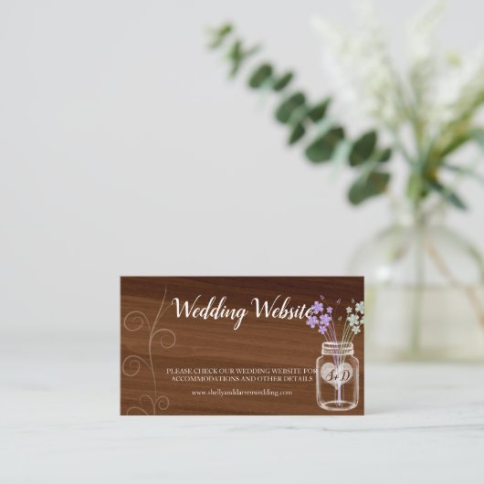 Mason jar land bruiloft visitekaartjes informatiekaartje (Staand voorkant)