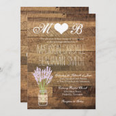 Mason Jar Lavender Barn Wood Wedding Invitations Kaart (Voorkant / Achterkant)