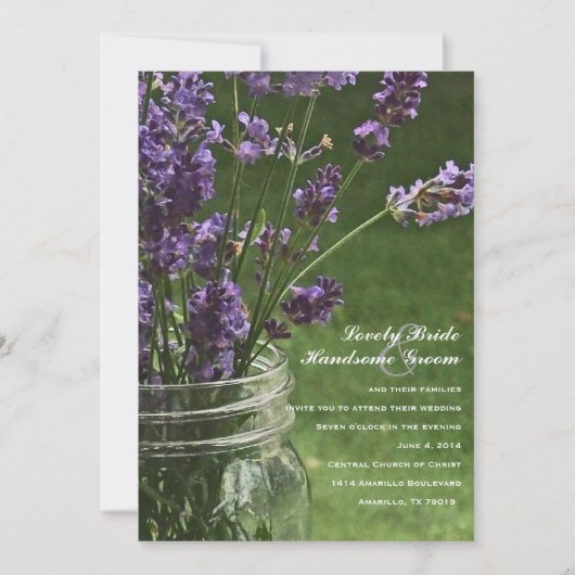 Mason Jar Lavender Country Weddenschap Kaart (Voorkant)