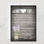 Mason Jar Lavender Rustiek Hout Huwelijksuitnodigi Kaart (Voorkant)