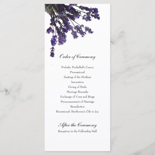 Mason Jar Lavender Wedding Program Programmakaart (Achterkant)