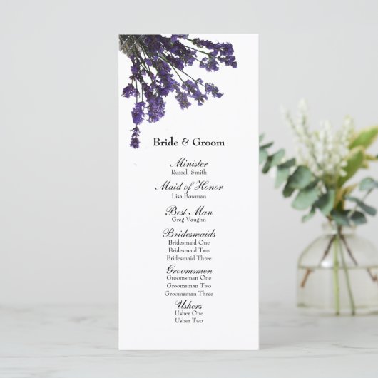 Mason Jar Lavender Wedding Program Programmakaart (Staand voorkant)