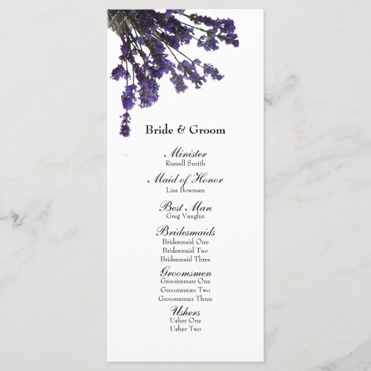 Mason Jar Lavender Wedding Program Programmakaart (Voorkant)