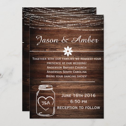 Mason Jar-lichten Kaart (Voorkant / Achterkant)