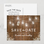 Mason Jar Lichten Rustic Baby's Adem Save the Date Aankondigingskaart (Voorkant / Achterkant)