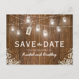 Mason Jar Lichten Rustic Baby's Adem Save the Date Aankondigingskaart