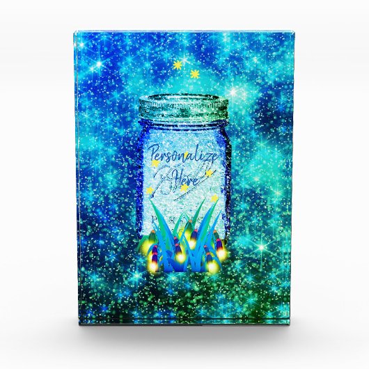 Mason jar lightning bug glanzend firefly fotoblokken (Voorkant)
