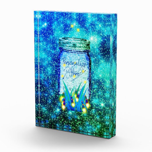 Mason jar lightning bug glanzend firefly fotoblokken (Rechts)