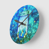 Mason jar lightning bug glanzend firefly ronde klok (Hoek)