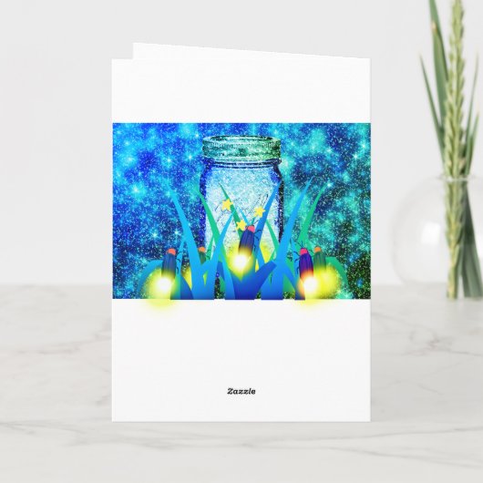 Mason jar lightning bug glanzend firefnet kaart (Achterkant)