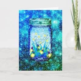 Mason jar lightning bug glanzend firefnet kaart