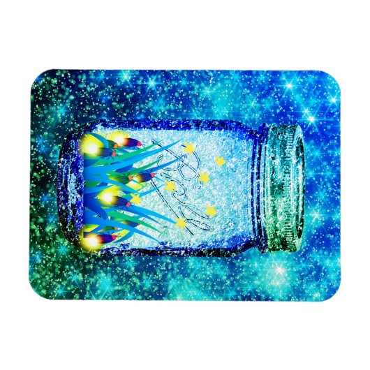 Mason jar lightning bug glanzend firefnet magneet (Horizontaal)