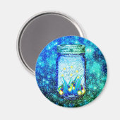 Mason jar lightning bug glanzend firefnet magneet (Voorkant / Achterkant)