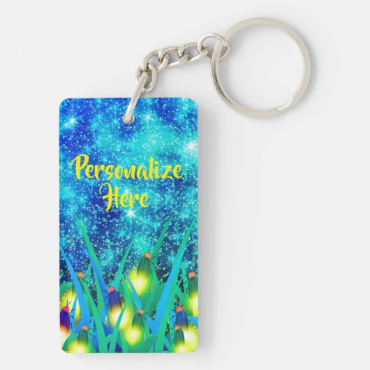 Mason jar lightning bug glanzend firefnet sleutelhanger (achterkant)