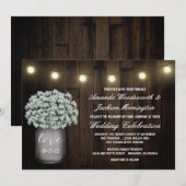 Mason Jar Lights Babys Breath Bruiloft Uitnodiging (Voorkant / Achterkant)