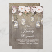 Mason Jar Lights Bloemen Rustiek Baby shower Kaart (Voorkant / Achterkant)