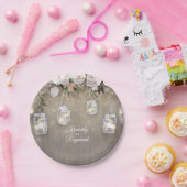 Mason Jar Lights Bloemen Rustiek Papieren Bordje (Feest)