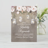 Mason Jar Lights Bloemen Rustiek Verjaardagsfeest Kaart (Staand voorkant)