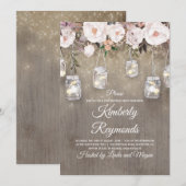 Mason Jar Lights Bloemen Rustiek Verjaardagsfeest Kaart (Voorkant / Achterkant)