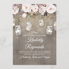 Mason Jar Lights Bloemen Rustiek Verjaardagsfeest Kaart