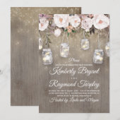 Mason Jar Lights Bloemen Rustiek Verlovingsfeest Kaart (Voorkant / Achterkant)