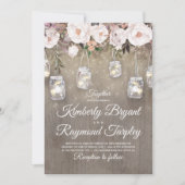 Mason Jar Lights Bloemen Rustieke Bruiloft Kaart (Voorkant)