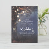 Mason Jar Lights Boom Gesneden Hart Rustieke Bruil Kaart (Staand voorkant)