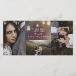 Mason Jar Lights Branches Rustieke bruiloft Bedankkaart