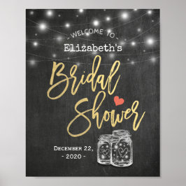 Mason Jar Lights Chalkboard Vrijgezellenfeest Welk Poster