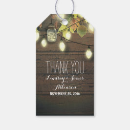 Mason Jar Lights en Fall Leaves Rustieke Schuur Cadeaulabel