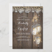 Mason Jar Lights en Lace Rustic verjaardagsfeestje Kaart (Voorkant)